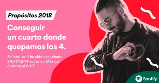 Spotify revela su divertida campaña Metas 2018 basada en los hábitos músicales de todas en 2017