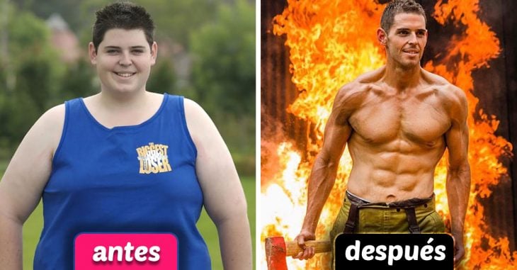Este hombre perdió 71 kilos en diez años, ahora luce como un ardiente bombero