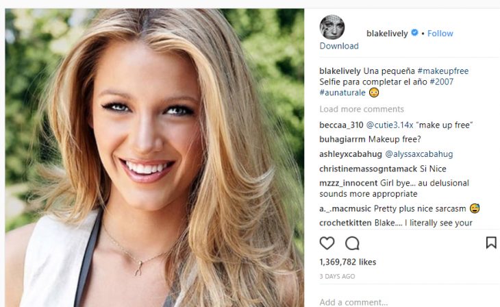 Blake Lively compartiendo una foto graciosa en Instagram 