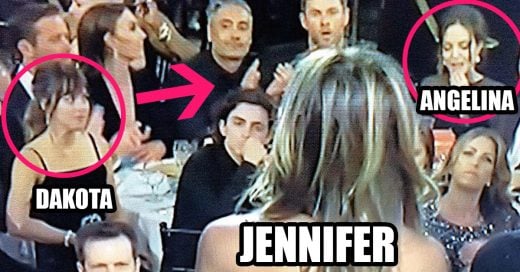 Dakota Johnson notó cómo Angelina ignoraba a Aniston en los Golden Globes