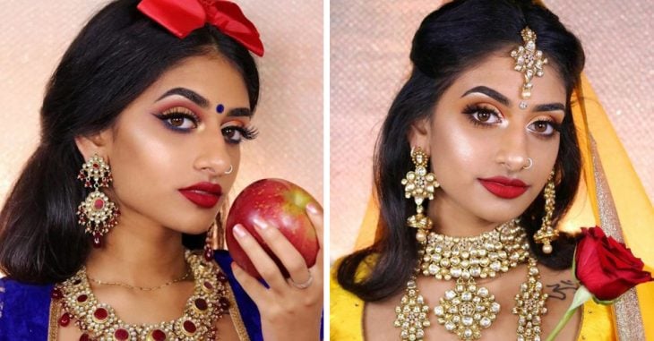 Esta chica imita a las princesas de Disney usando prendas de la India
