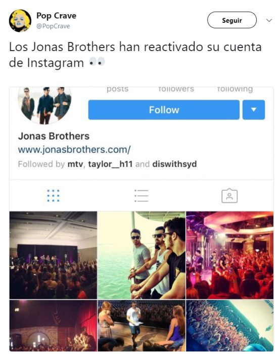 Cuenta de los Jonas Brothers abierta de nuevo 