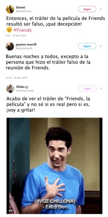 Tuits de decepcion por el trailer de friends