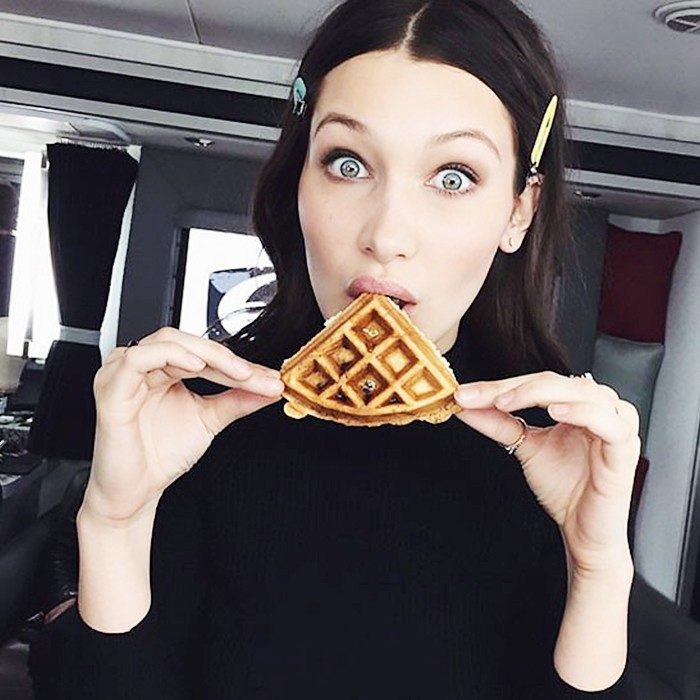 bella hadid eating