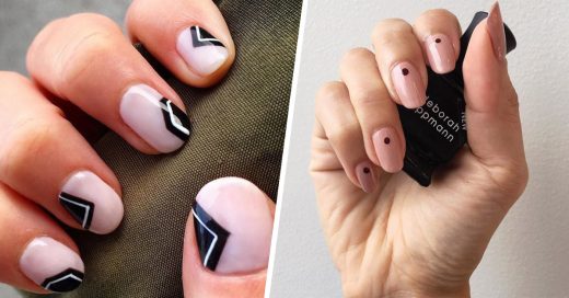 Diseños de uñas en color rosa con líneas negras que te obsesionarán