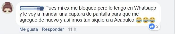 comentario en Facebook sobre agencia d viaje que regalo vuelo con ex