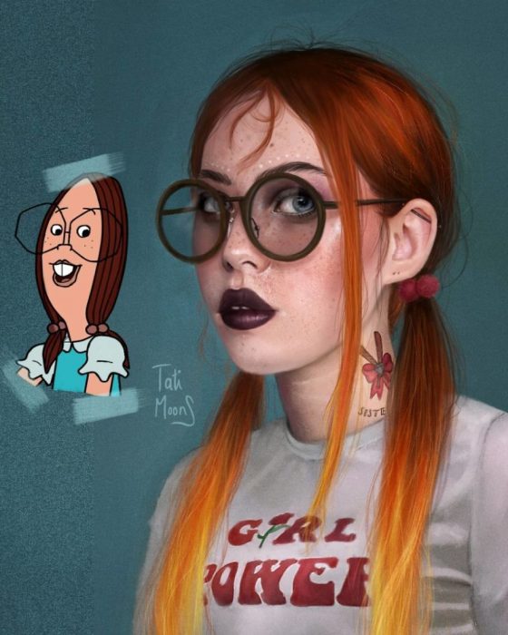 Dibujo de una chica con gafas