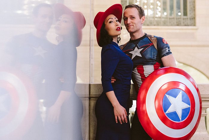 Peggy Carter and Captain America from “Captain America” pareja de actores 