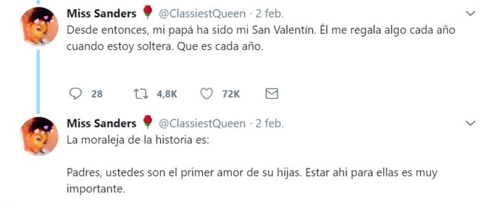 Comentarios en twitter sobre la lección que un padre le dio a su hija el día de San Valentín 