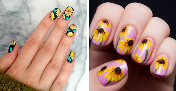 20 Diseños de arte en uñas con girasoles que te van a encantar