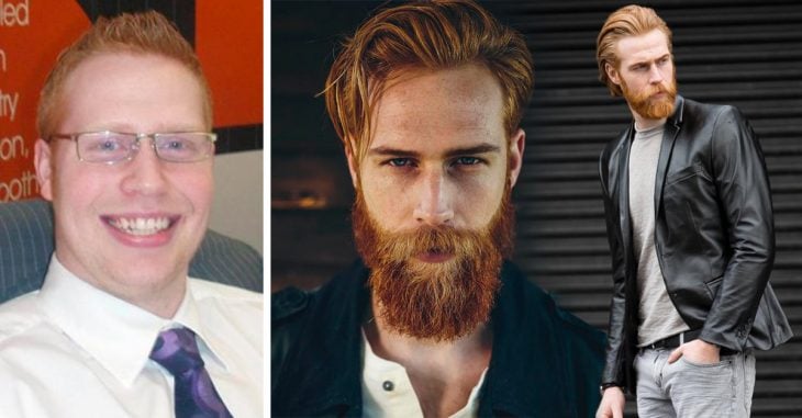 Se deja crecer la barba y ahora es un guapísimo modelo pelirrojo