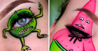 Chica lleva el maquillaje a otro nivel y dibuja a sus increíbles caricaturas favoritas en sus ojos