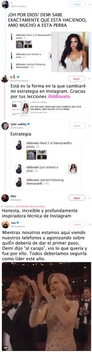 tuits reacciones al coqueteo de lovato y cavill