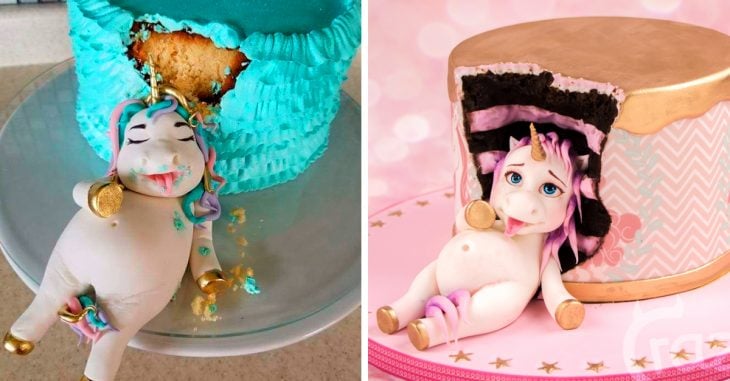 Hermosos pasteles de unicornios gordos devorando pastel que no podrás resistir