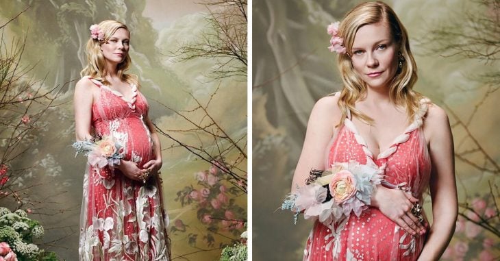 ¡Kirsten Dunst celebra su primer embarazo! La actriz presume su vientre en campaña de moda