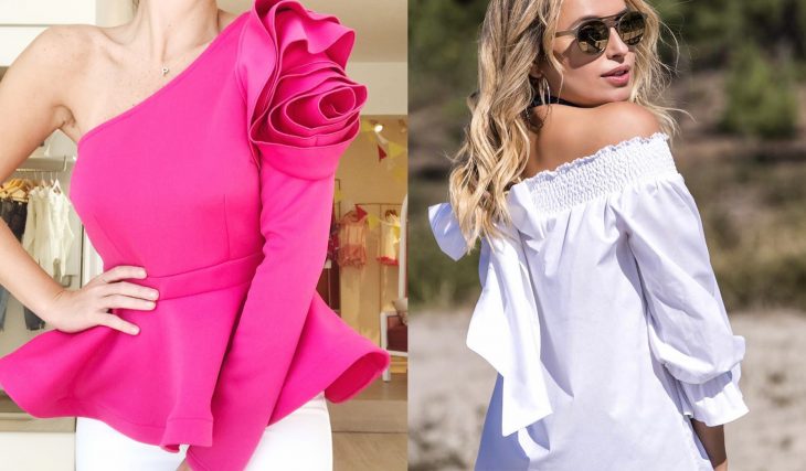 mujeres con blusas de colores solidos rosa y blanco