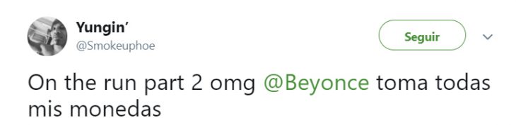 Comentarios en Twitter sobre la gira de Beyoncé y Jay Z 