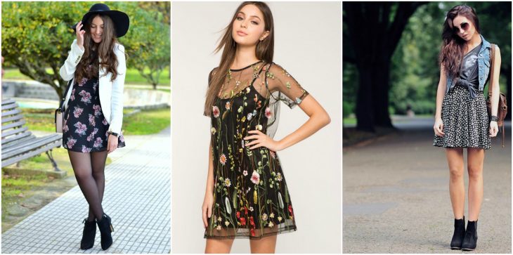 chicas usando vestidos con flores cortos