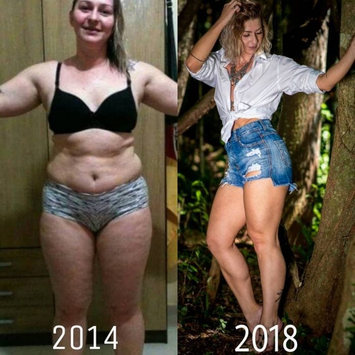 chica antes y después de bajar de peso 