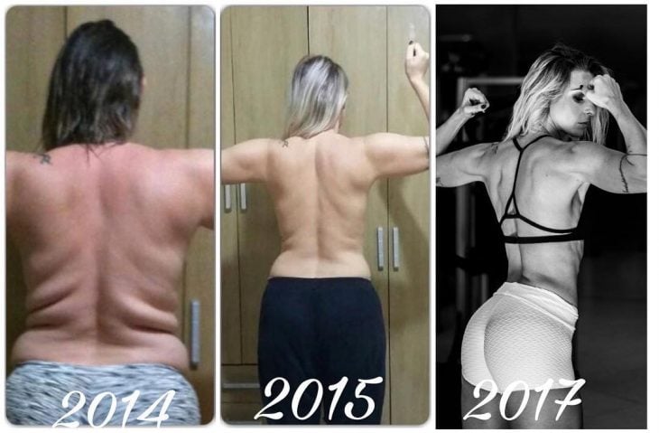 chica antes y después de bajar de peso 
