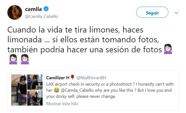 Comentarios en twitter sobre la sesión de camilla cabello en el aeropuerto 