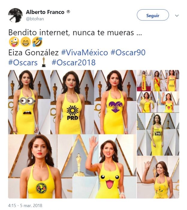 Comentarios en Twitter sobre el look de Eiza Gonzáles en los óscar