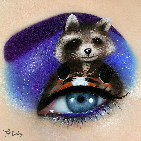 Parpado pintado con una escena de la pelÃcula guardianes de la galaxia