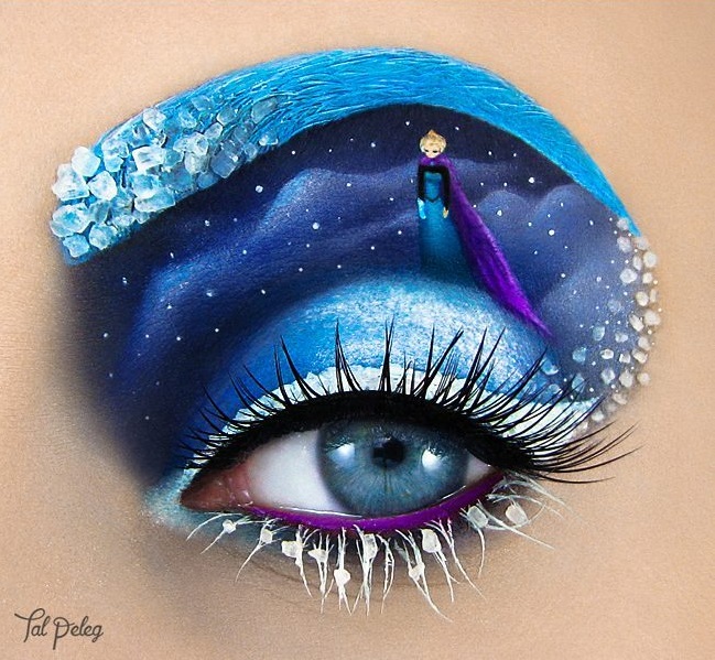 Parpado pintado con una escena de Frozen