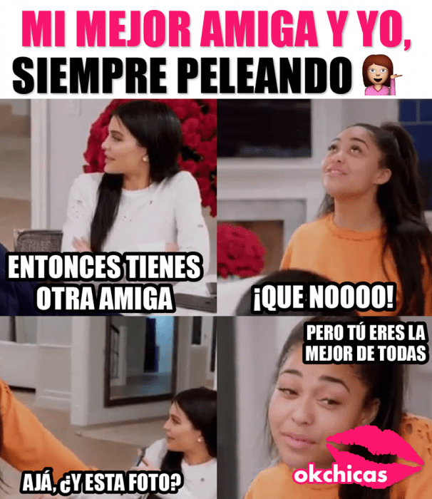 Meme de mejores amigas que siempre están celosas 