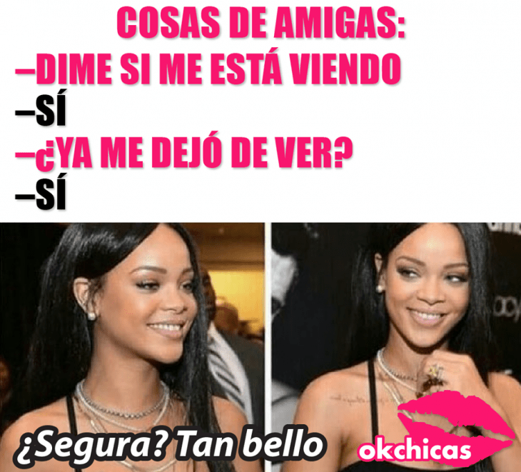 Meme de mejores amigas que ven al chico que les gusta 