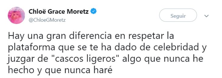 Comentario en twitter de Cloë Moretz sobre Kim Kardashian