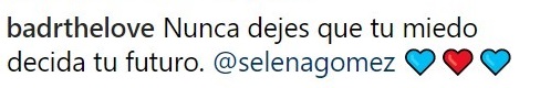 comentario en Instagram sobre Selena y Justin