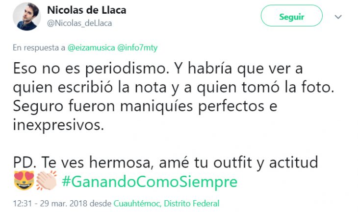 Comentarios en Twitter sobre las criticas que Eiza recibió 