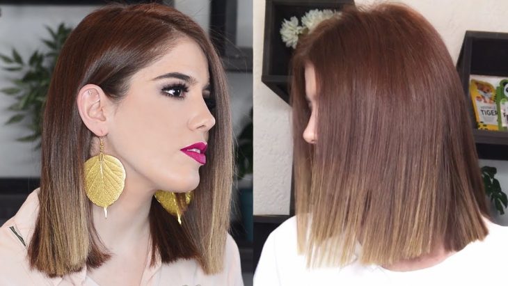 chica de perfil cabello corto al hombro 