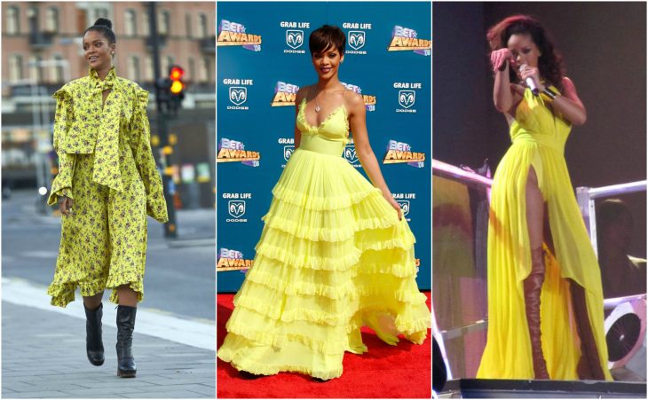 rihanna escala de color del verde amarillento al amarillo