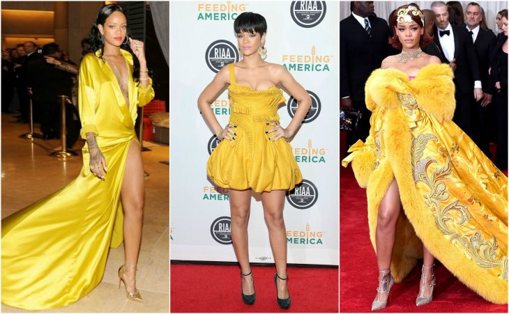 amarillo brillante al oro rihanna vestidos rihanna