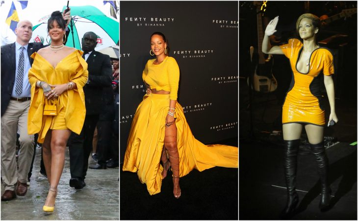 amarillo oro a naranja amarillento rihanna vestidos