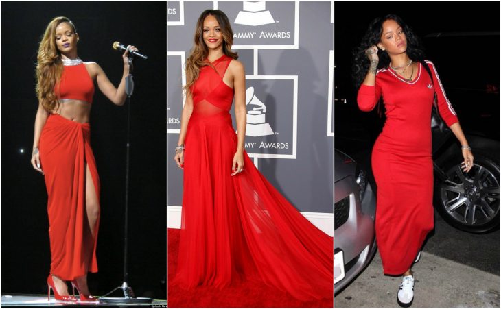 rihanna vestidos rojo brillante