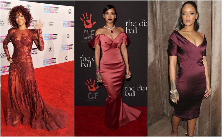 rihanna vestidos burgundy