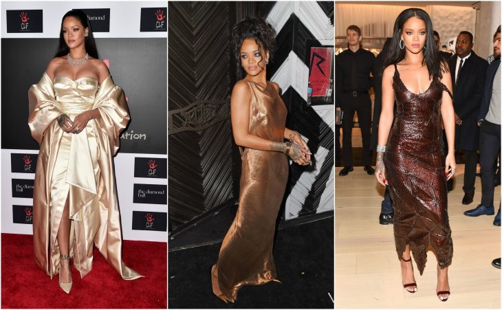 vestidos de rihanna vestidos oro