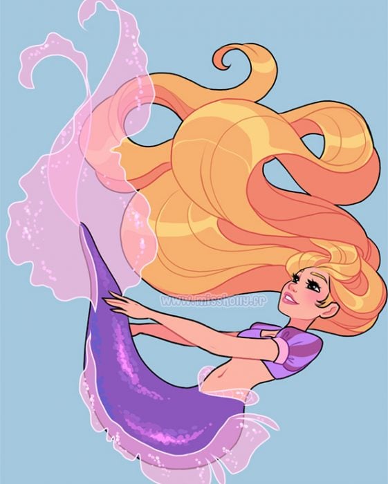 diseño de Rapunzel como sirena