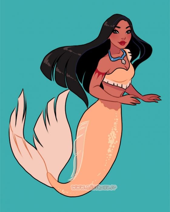 diseño de Pocahontas como sirena