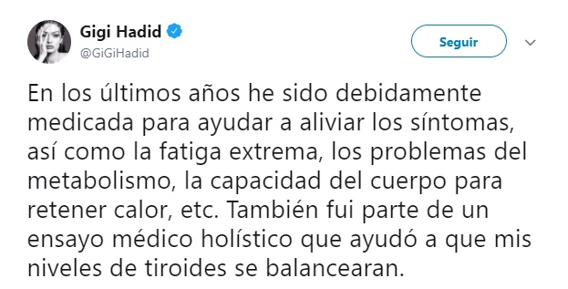 Comentarios en twiiter de Gigi Hadid por su cuerpo delgado 