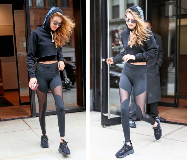 Gigi Hadid luciendo un cuerpo extremadamente delgado 