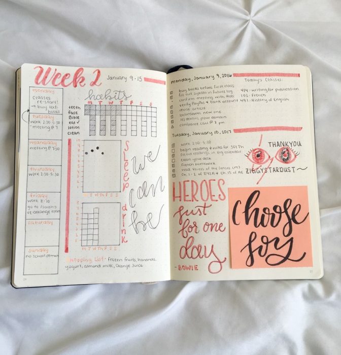 Notas inspiradoras bullet journal