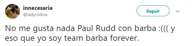 comentario en Twitter sobre Paul Rudd