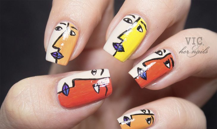 Uñas dibujadas con un cuadro de Picasso 