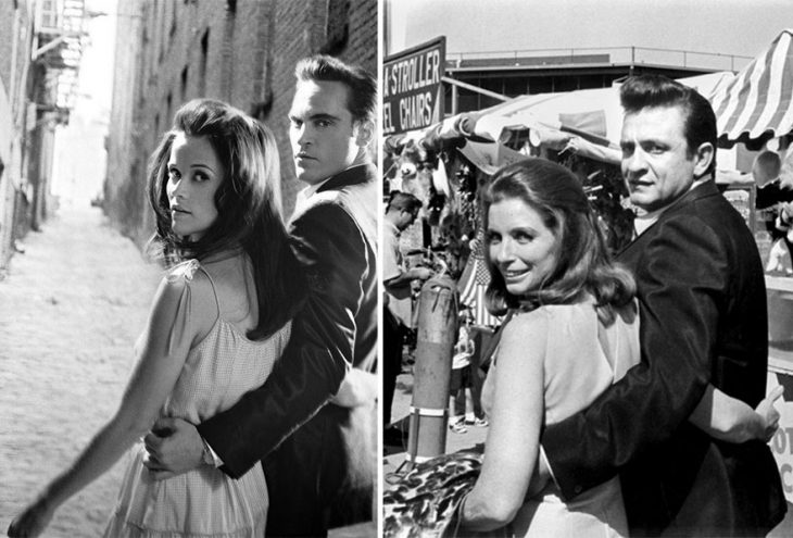 Reese Witherspoon y Joaquin Phoenix como June Carter y Johnny Cash en Walk the line