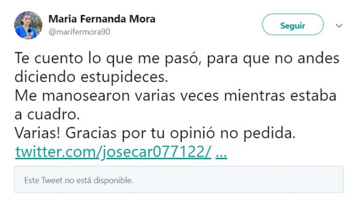 Comentario en Twitter de una reportera que fue acosada en Guadalajara 