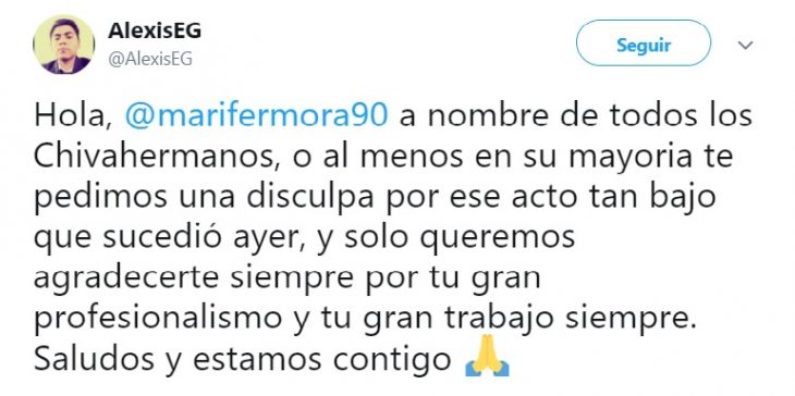 Comentario en Twitter de una reportera que fue acosada en Guadalajara 